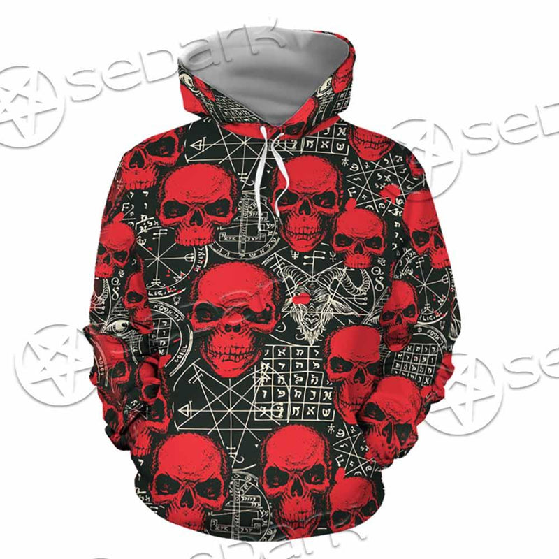 Satanic Red Skull Symbols Pattern SED-0930 Hoodie & Zip Hoodie