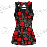 Satanic Red Skull Symbols Pattern SED-0930 Women Tank Top