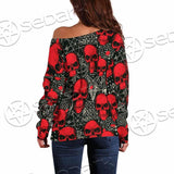 Satanic Red Skull Symbols Pattern SED-0930 Off Shoulder Sweaters
