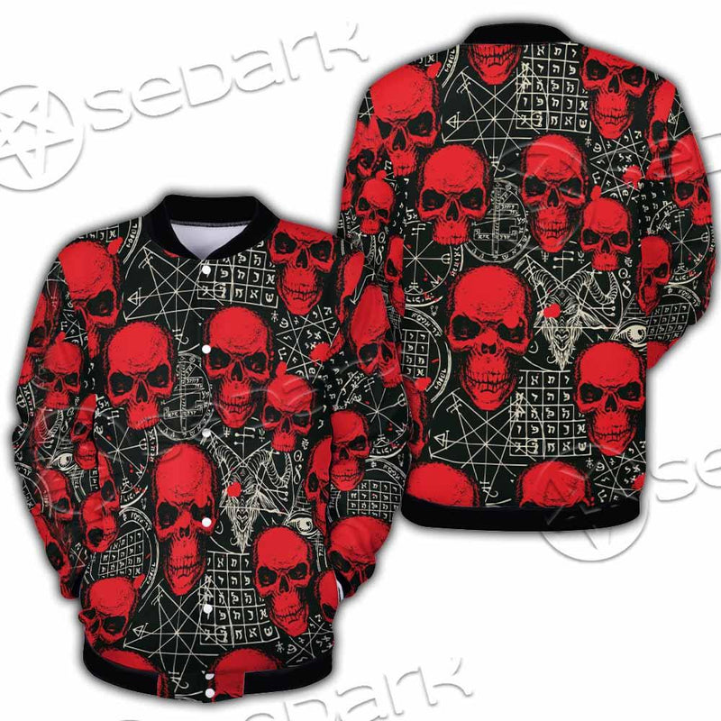 Satanic Red Skull Symbols Pattern SED-0930 Button Jacket