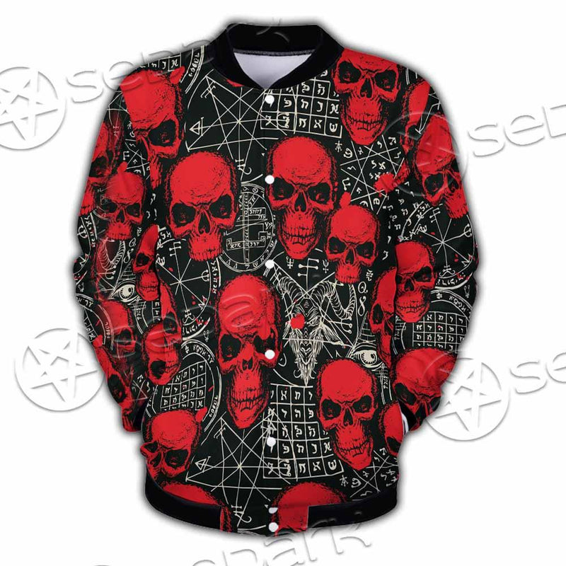 Satanic Red Skull Symbols Pattern SED-0930 Button Jacket