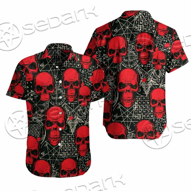Satanic Red Skull Symbols Pattern SED-0930 Shirt Allover