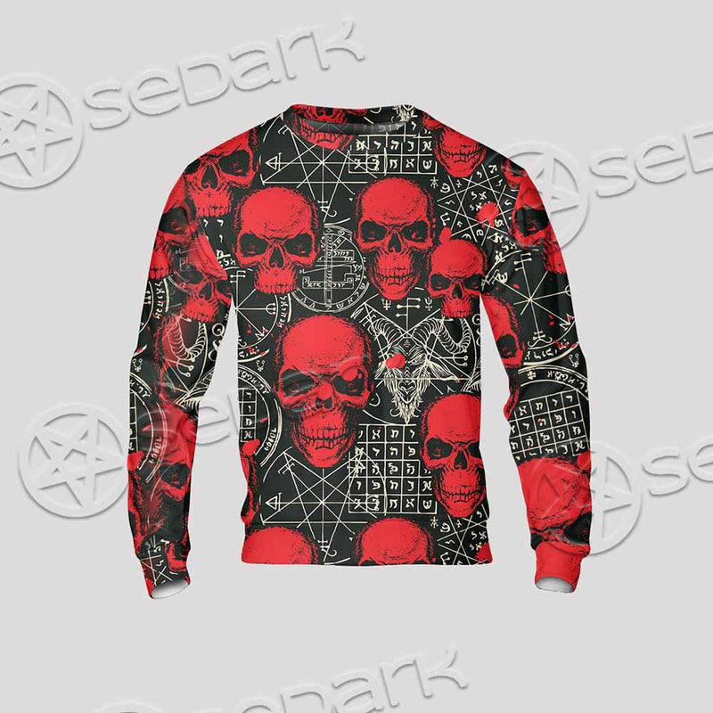 Satanic Red Skull Symbols Pattern SED-0930 Unisex Sweatshirt
