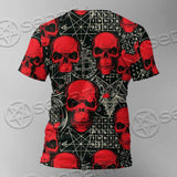 Satanic Red Skull Symbols Pattern SED-0930 Unisex T-shirt