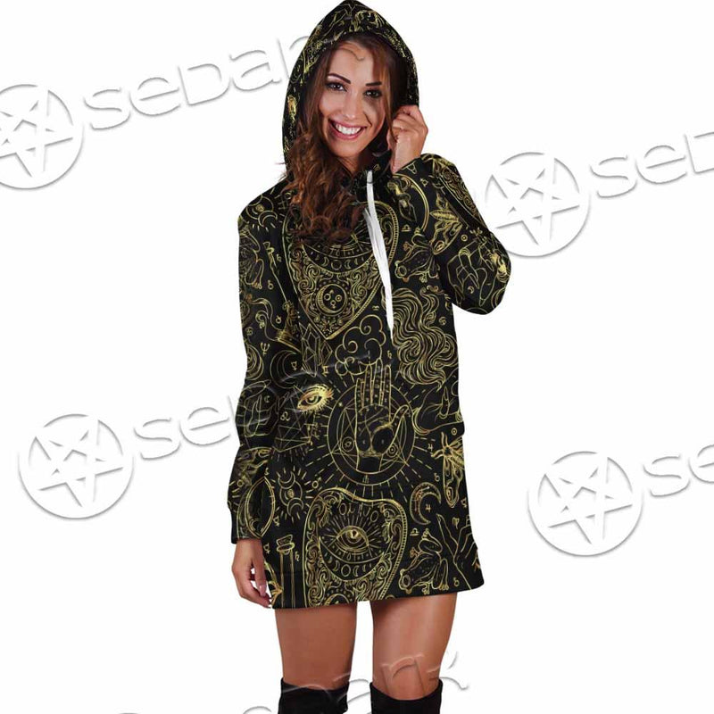 Satanic Occult Pattern SED-0931 Hoodie Dress