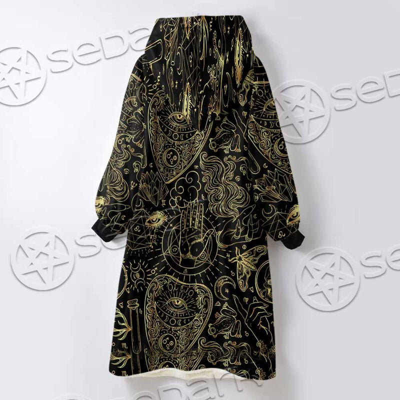 Satanic Occult Pattern SED-0931 Oversized Sherpa Blanket Hoodie