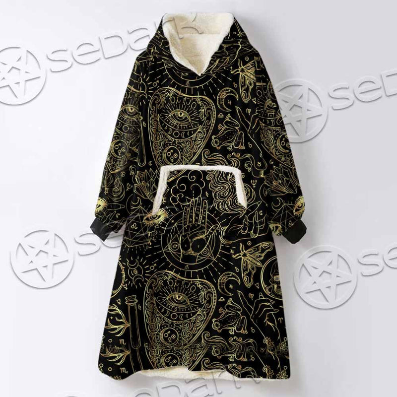 Satanic Occult Pattern SED-0931 Oversized Sherpa Blanket Hoodie