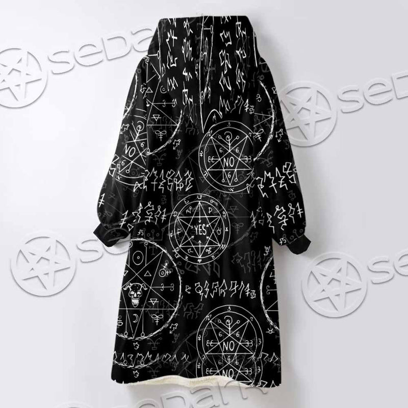 Satan Pattern Alchemy SED-0932 Oversized Sherpa Blanket Hoodie