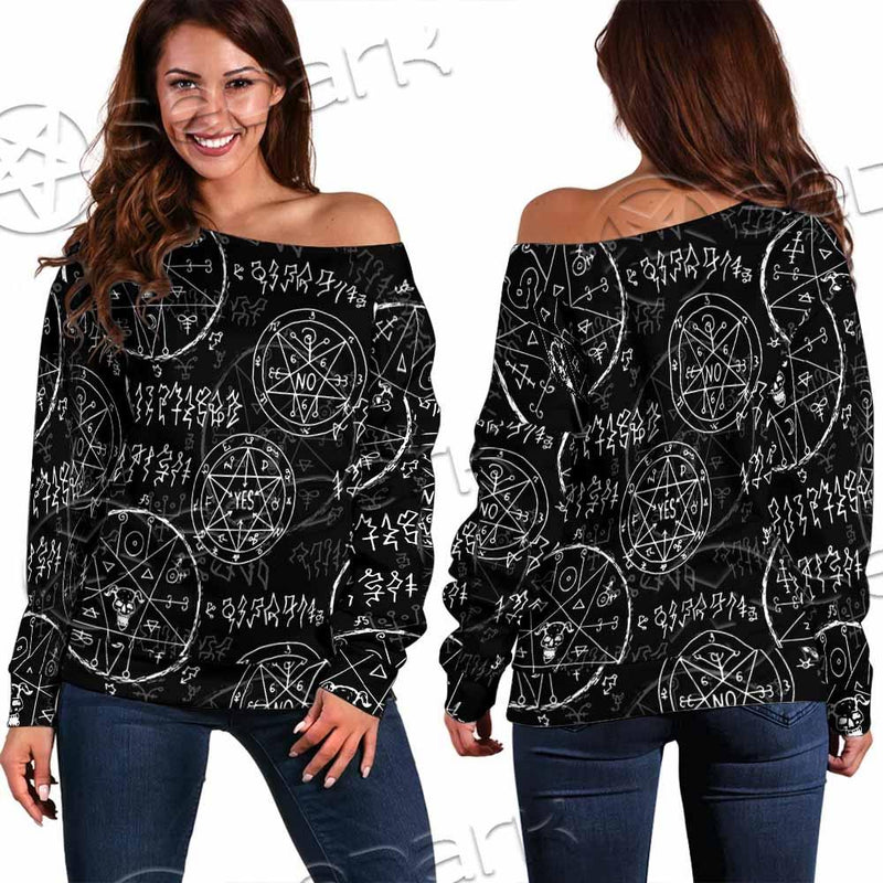 Satan Pattern Alchemy SED-0932 Off Shoulder Sweaters