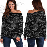 Satan Pattern Alchemy SED-0932 Off Shoulder Sweaters