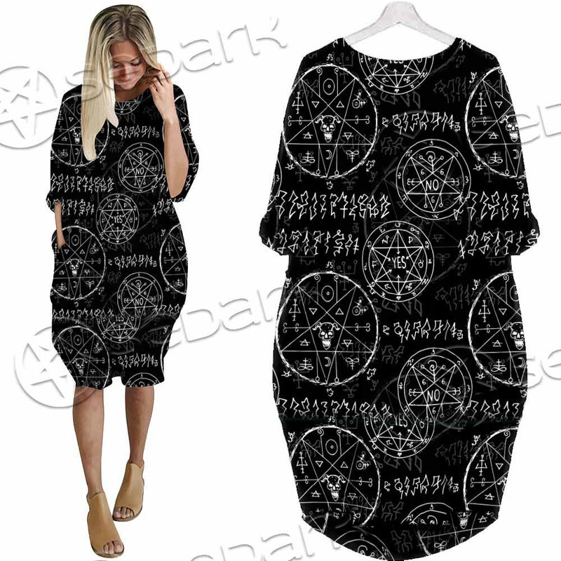 Satan Pattern Alchemy SED-0932 Batwing Pocket Dress