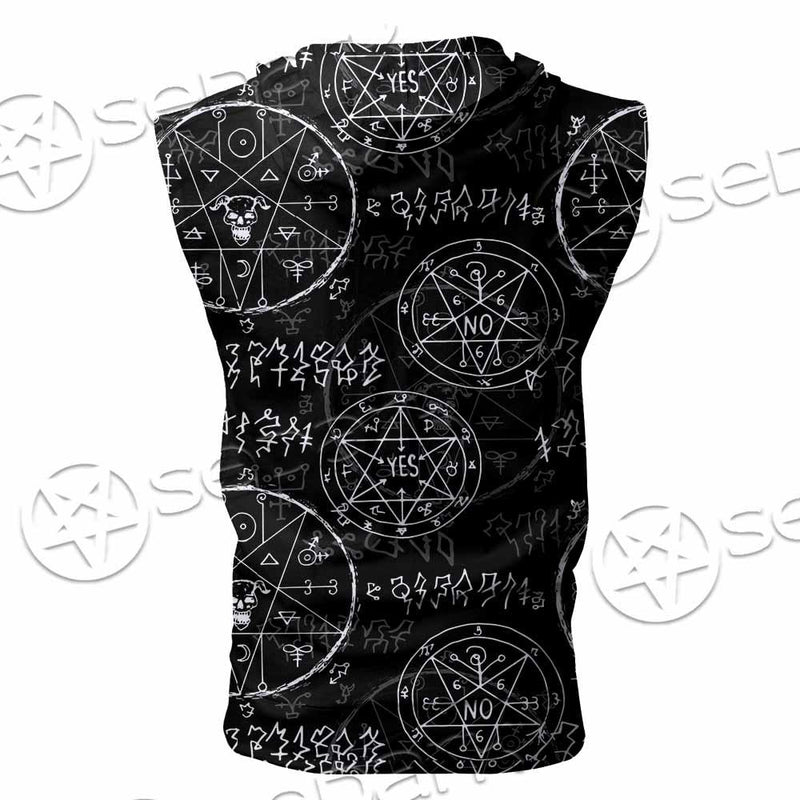Satan Pattern Alchemy SED-0932 Zip Sleeveless Hoodie