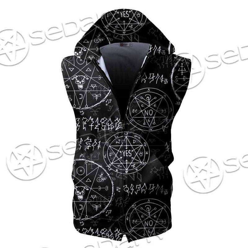 Satan Pattern Alchemy SED-0932 Zip Sleeveless Hoodie
