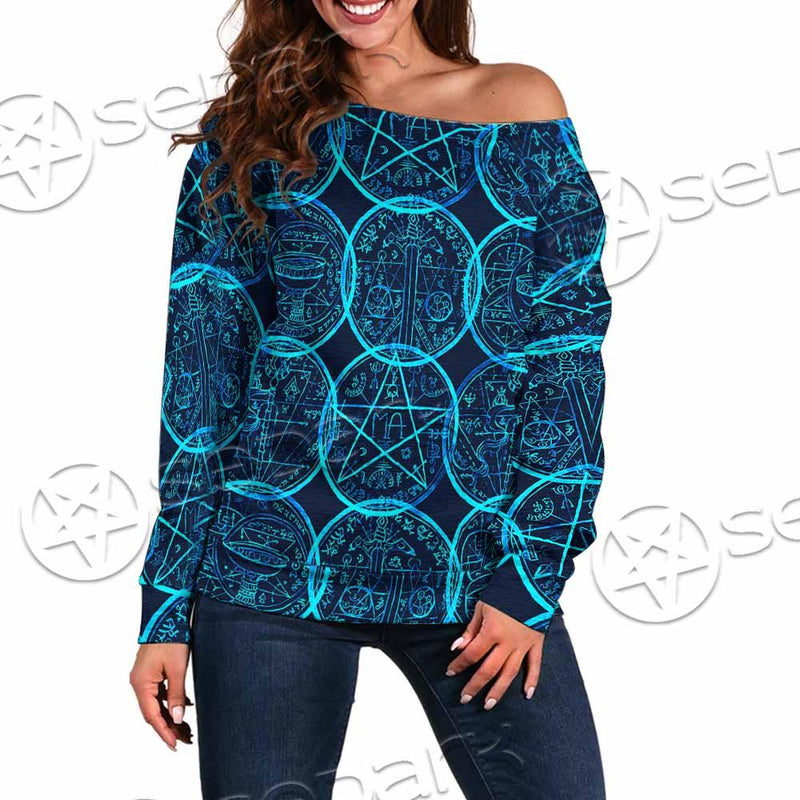 Magic Seal Fantasy Symbols SED-0935 Off Shoulder Sweaters