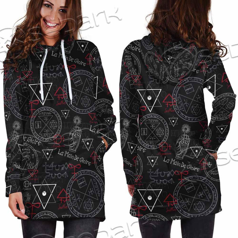 Pattern Mystic Symbols Human Hand SED-0936 Hoodie Dress