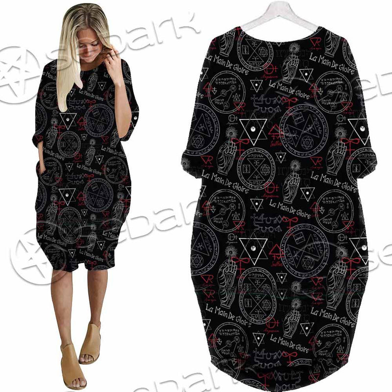Pattern Mystic Symbols Human Hand SED-0936 Batwing Pocket Dress