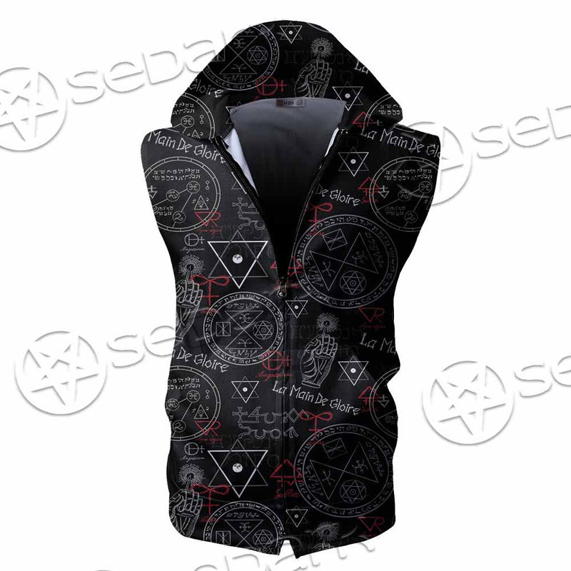 Pattern Mystic Symbols Human Hand SED-0936 Zip Sleeveless Hoodie