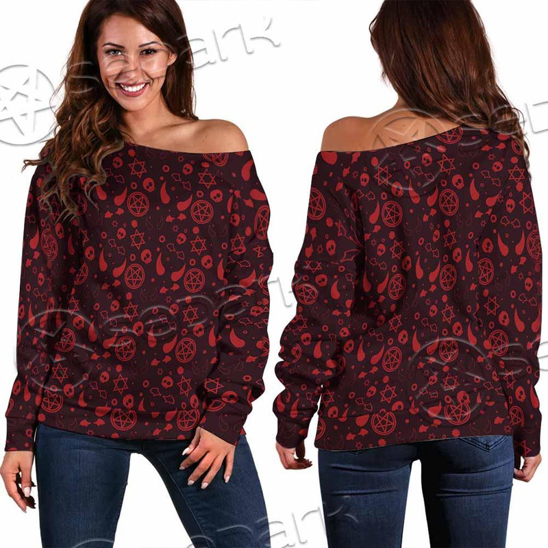 Pattern Red Demon SED-0937 Off Shoulder Sweaters