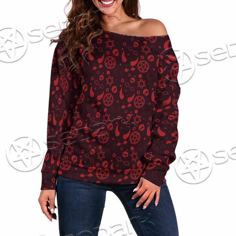 Pattern Red Demon SED-0937 Off Shoulder Sweaters