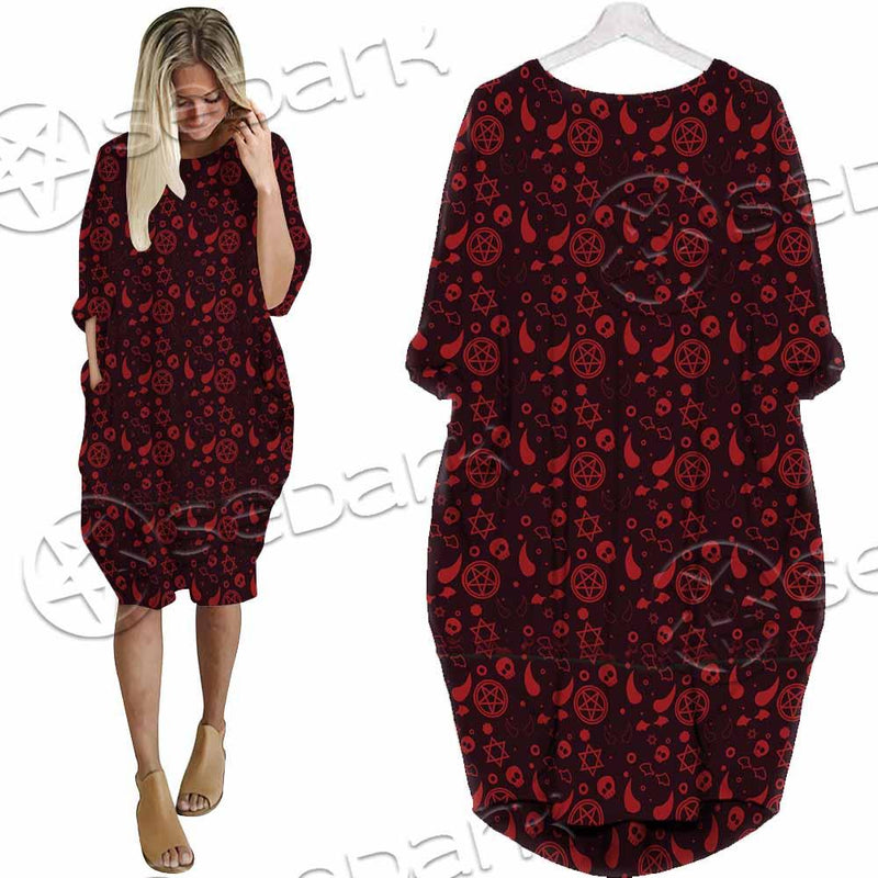 Pattern Red Demon SED-0937 Batwing Pocket Dress