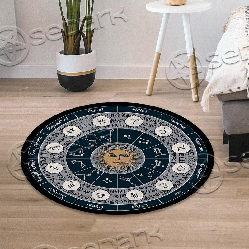 Zodiac Signs In Retro SED-0943 Round Carpet