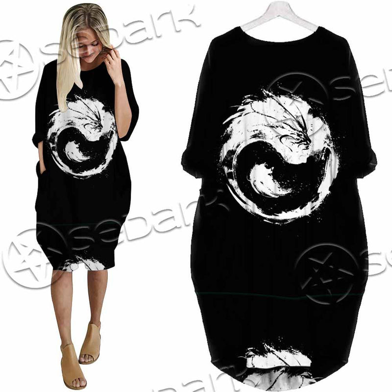 Dragon Yin Yang SED-0953 Batwing Pocket Dress