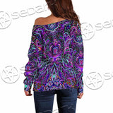 Psychedelic Hypnotic Shamanic Acidic Eye SED-0970 Off Shoulder Sweaters