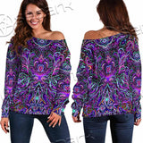 Psychedelic Hypnotic Shamanic Acidic Eye SED-0970 Off Shoulder Sweaters