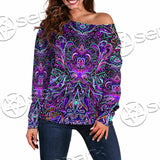 Psychedelic Hypnotic Shamanic Acidic Eye SED-0970 Off Shoulder Sweaters