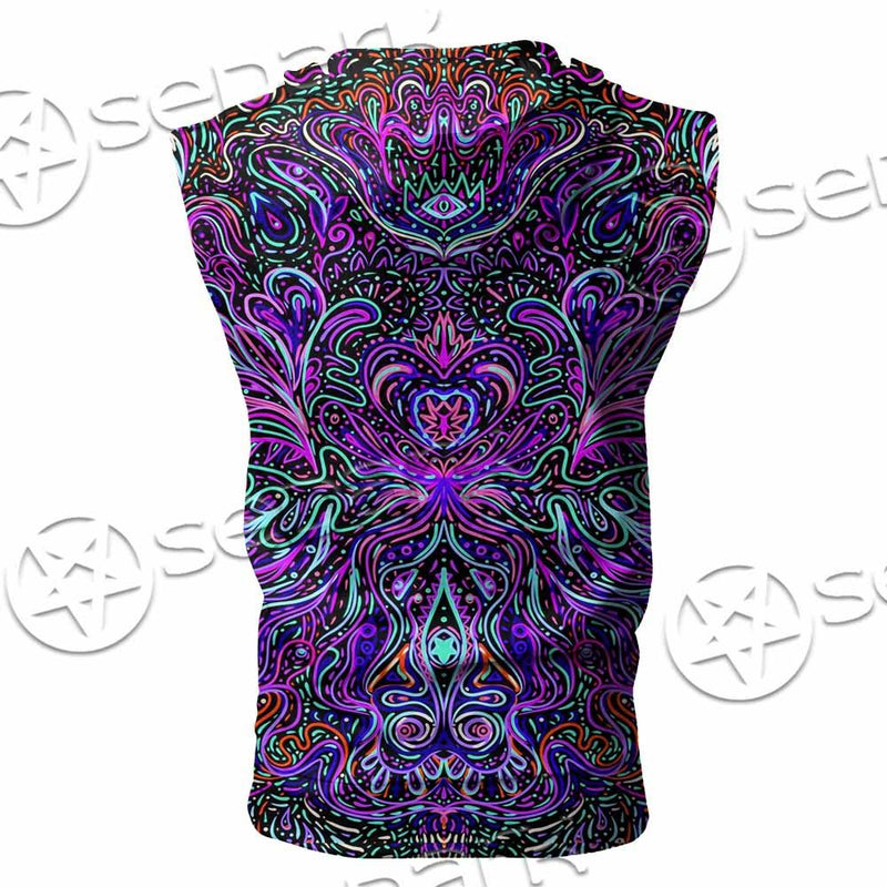 Psychedelic Hypnotic Shamanic Acidic Eye SED-0970 Zip Sleeveless Hoodie