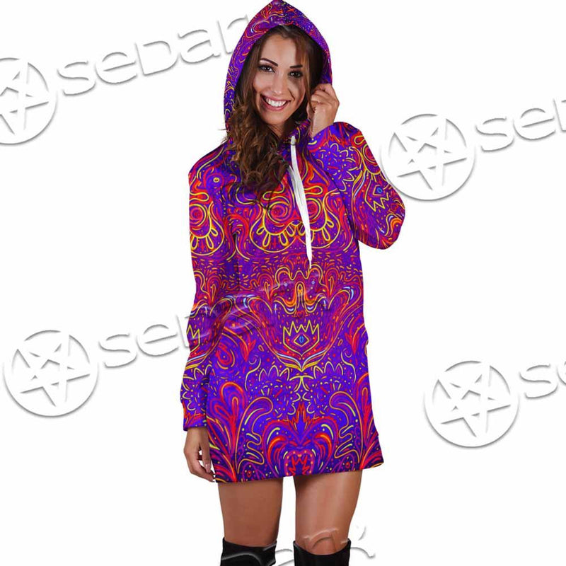 Purple Psychedelic Hypnotic Shamanic Acidic Eye SED-0971 Hoodie Dress