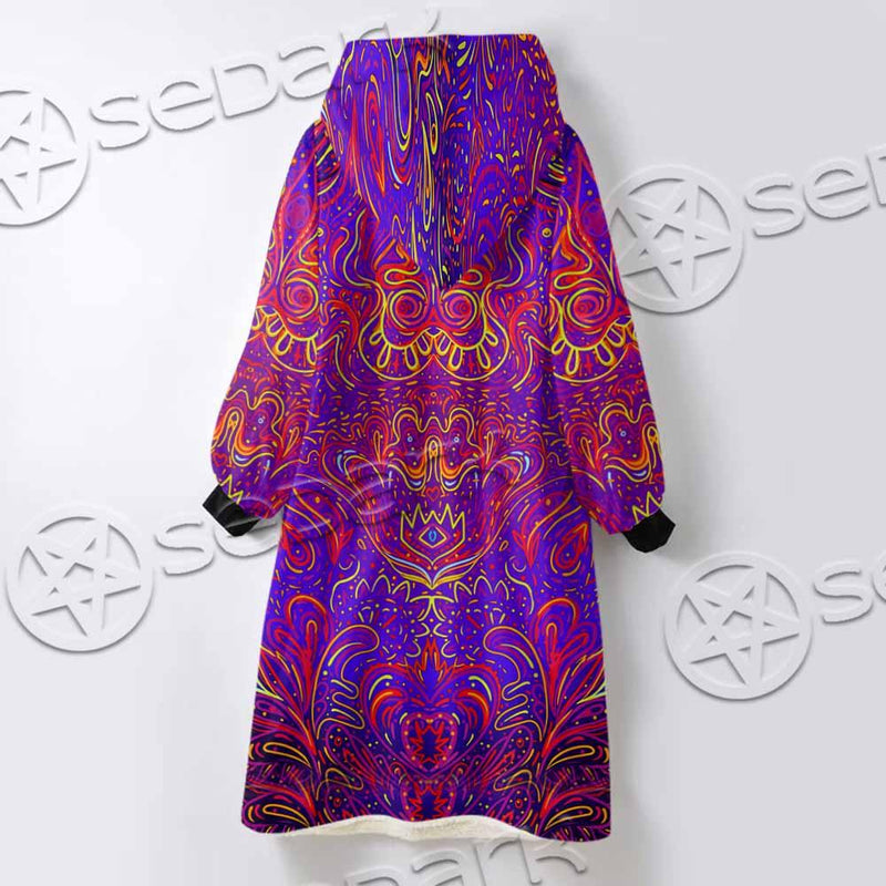 Purple Psychedelic Hypnotic Shamanic Acidic Eye SED-0971 Oversized Sherpa Blanket Hoodie