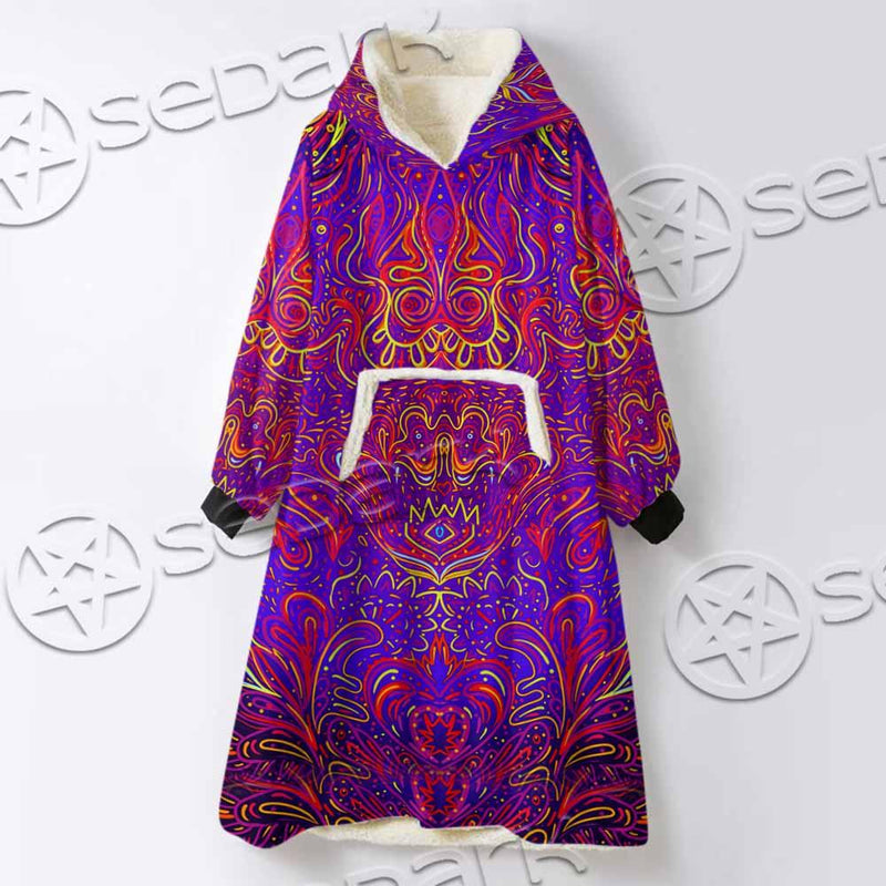 Purple Psychedelic Hypnotic Shamanic Acidic Eye SED-0971 Oversized Sherpa Blanket Hoodie
