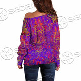 Purple Psychedelic Hypnotic Shamanic Acidic Eye SED-0971 Off Shoulder Sweaters
