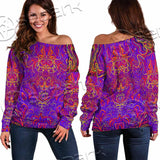 Purple Psychedelic Hypnotic Shamanic Acidic Eye SED-0971 Off Shoulder Sweaters