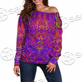 Purple Psychedelic Hypnotic Shamanic Acidic Eye SED-0971 Off Shoulder Sweaters