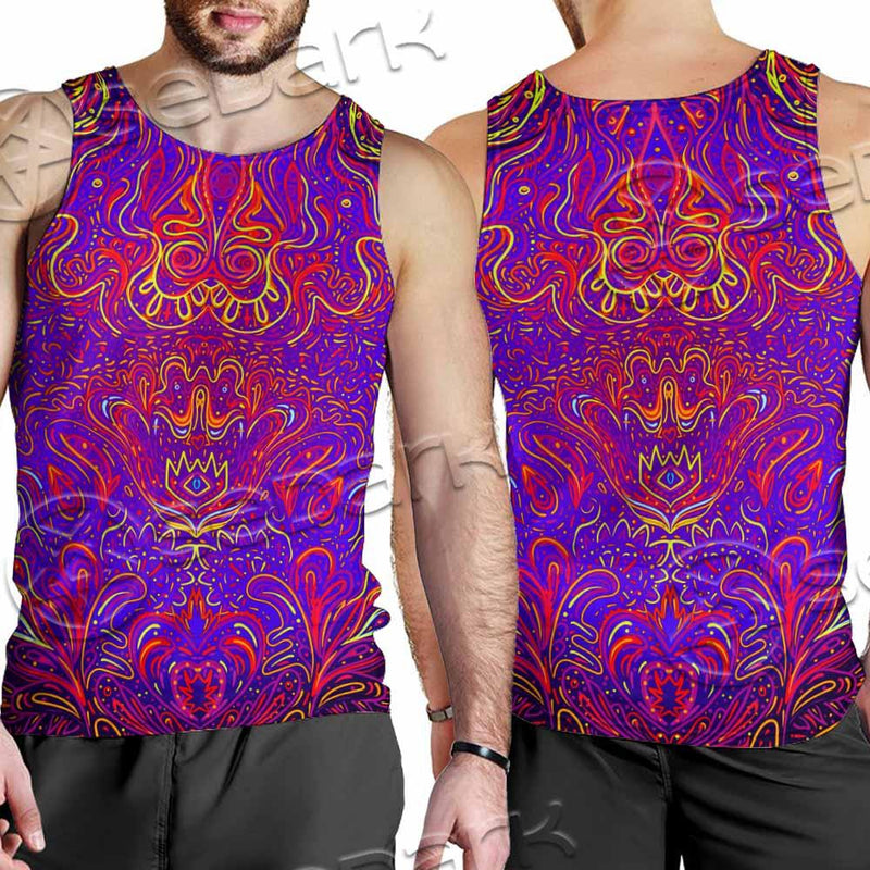 Purple Psychedelic Hypnotic Shamanic Acidic Eye SED-0971 Men Tank-tops