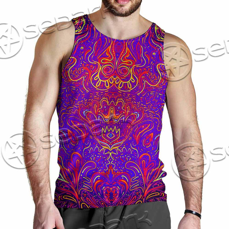 Purple Psychedelic Hypnotic Shamanic Acidic Eye SED-0971 Men Tank-tops