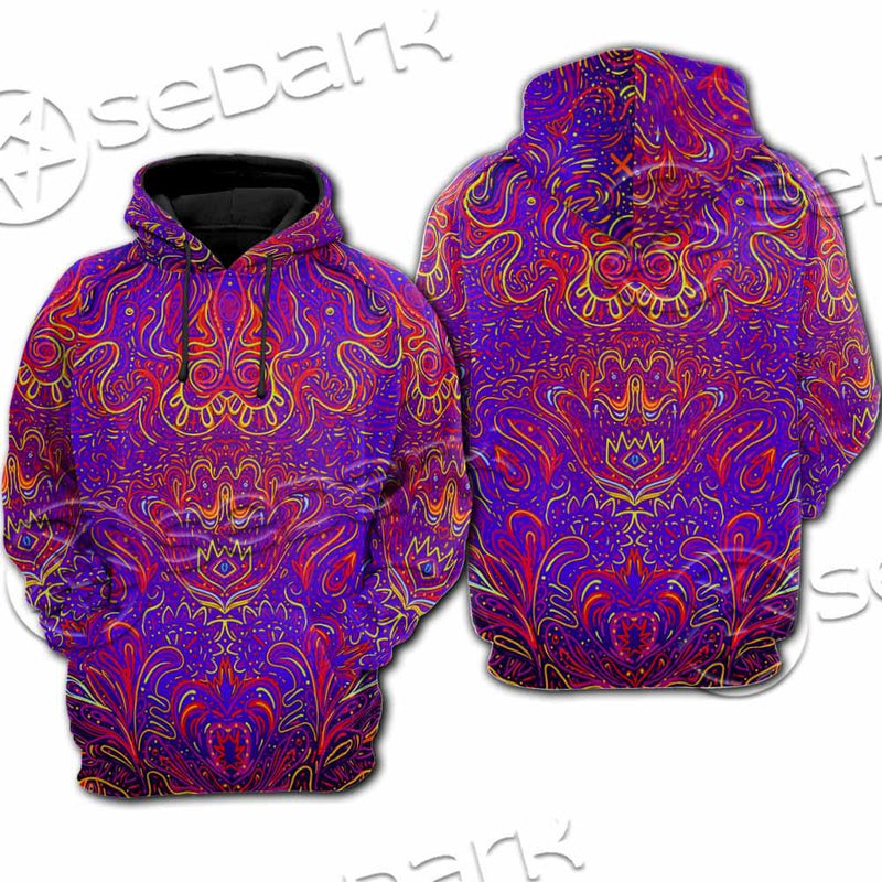 Purple Psychedelic Hypnotic Shamanic Acidic Eye SED-0971 Hoodie & Zip Hoodie Raglan
