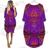 Purple Psychedelic Hypnotic Shamanic Acidic Eye SED-0971 Batwing Pocket Dress