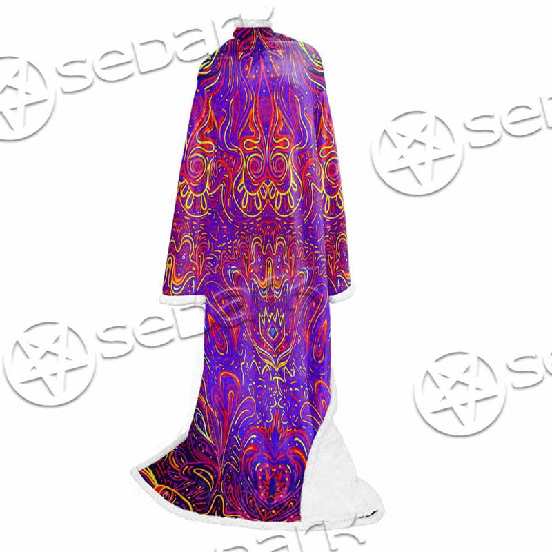 Purple Psychedelic Hypnotic Shamanic Acidic Eye SED-0971 Sleeved Blanket