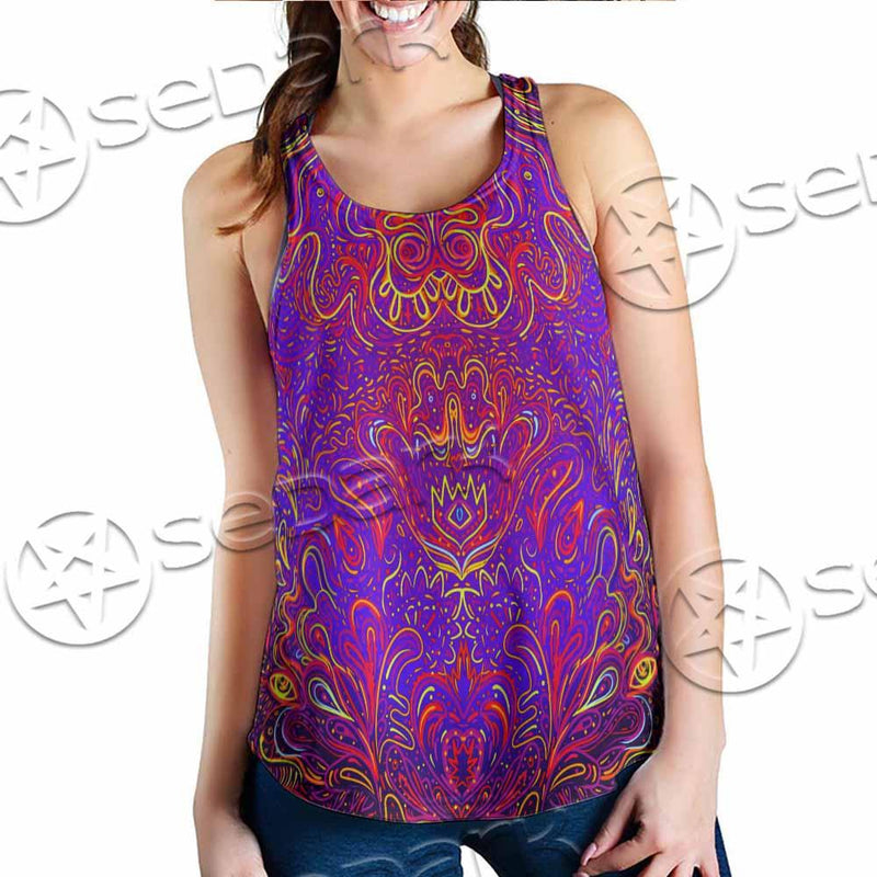 Purple Psychedelic Hypnotic Shamanic Acidic Eye SED-0971 Women Tank Top