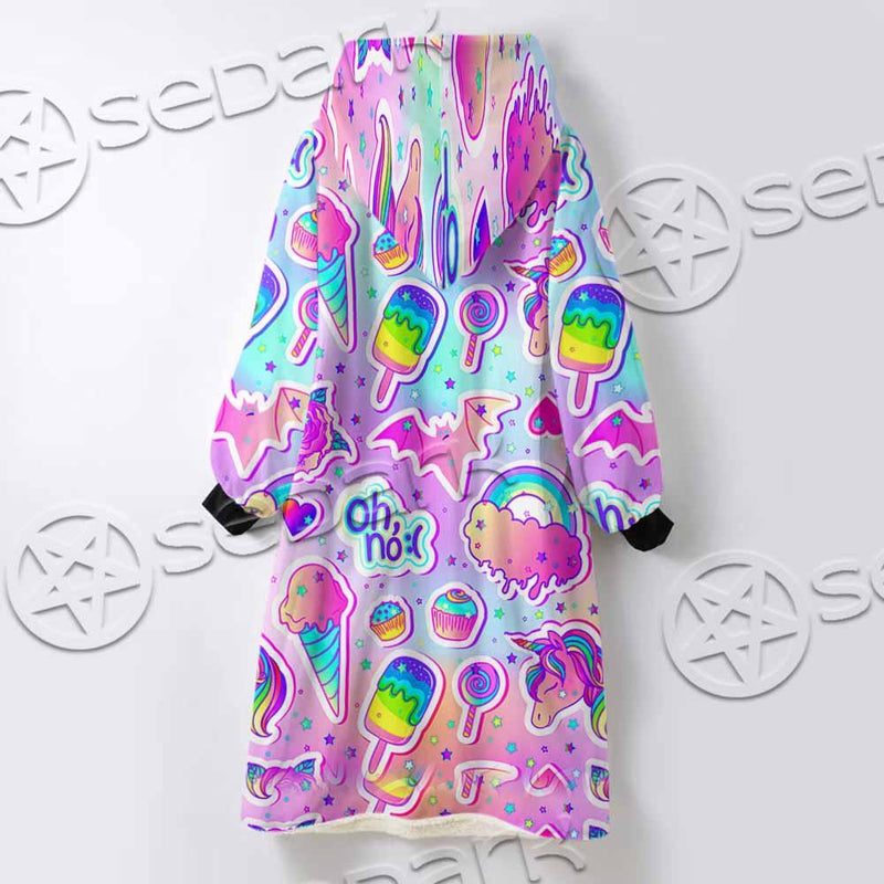 Colorful Seamless Pattern SED-0972 Oversized Sherpa Blanket Hoodie