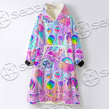 Colorful Seamless Pattern SED-0972 Oversized Sherpa Blanket Hoodie