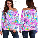 Colorful Seamless Pattern SED-0972 Off Shoulder Sweaters