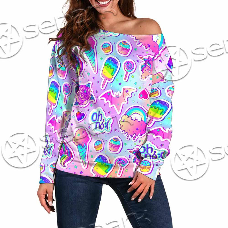 Colorful Seamless Pattern SED-0972 Off Shoulder Sweaters