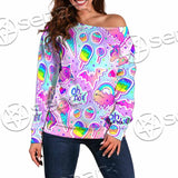 Colorful Seamless Pattern SED-0972 Off Shoulder Sweaters