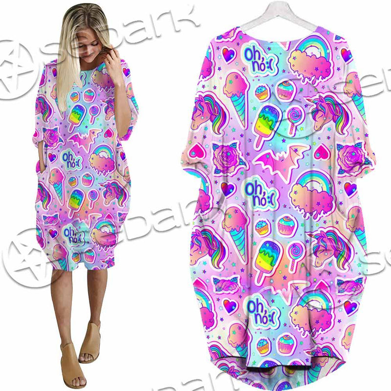 Colorful Seamless Pattern SED-0972 Batwing Pocket Dress