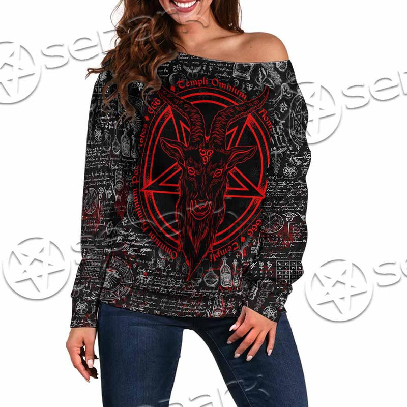 Goat Head Horn 666 SED-0973 Off Shoulder Sweaters