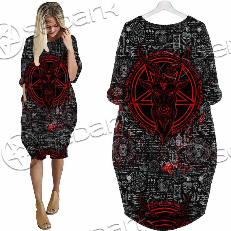 Goat Head Horn 666 SED-0973 Batwing Pocket Dress